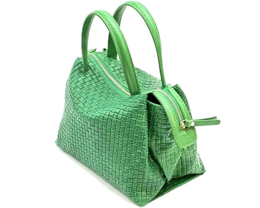 Woven Leather Boston Bag, Handcrafted in Florence, Italy, Free Shipping