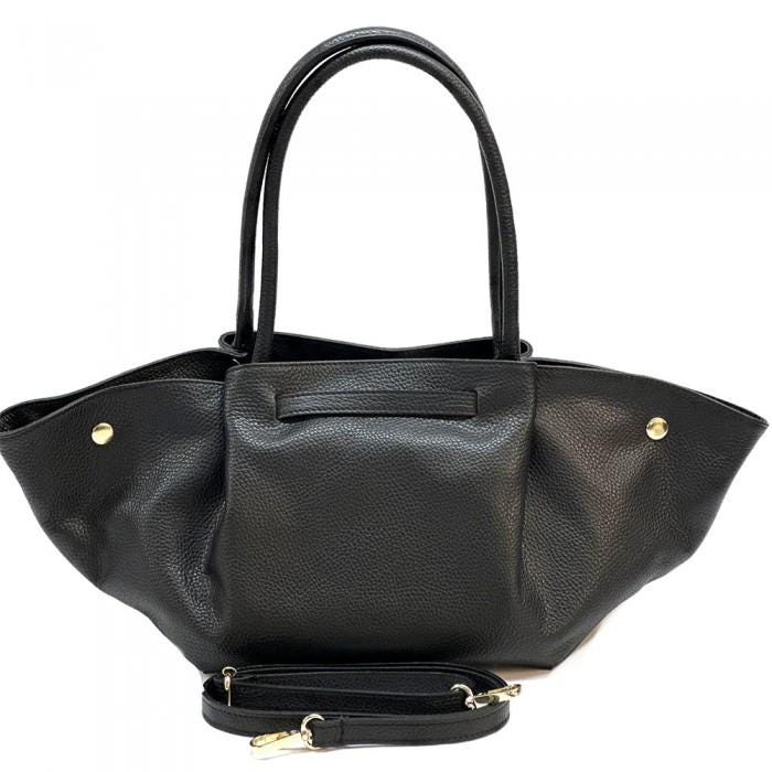 Expandable Leather Tote Bag, Slouchy or buttoned Up! Handmade in Italy