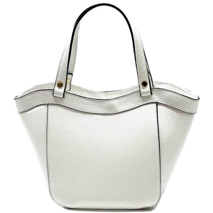 Luxury Trapezoid Tote Bag in White or Black. Soft Texture, Full Grain Italian Leather. Our finest quality. Handmade in Italy.  Free Shipping