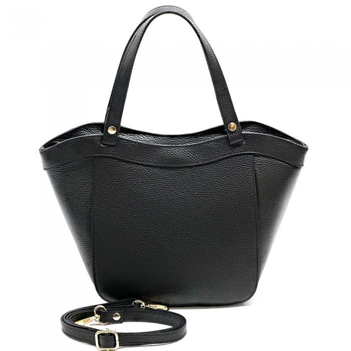 Luxury Trapezoid Tote Bag in White or Black. Soft Texture, Full Grain Italian Leather. Our finest quality. Handmade in Italy.  Free Shipping