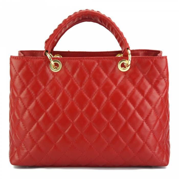 Quilted, Diamond Shape, Leather Tote, Made in Italy, Free Shipping to the US