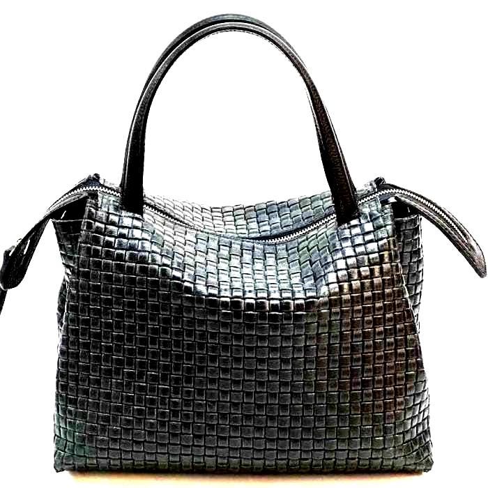 Woven Leather Boston Bag, Handcrafted in Florence, Italy, Free Shipping