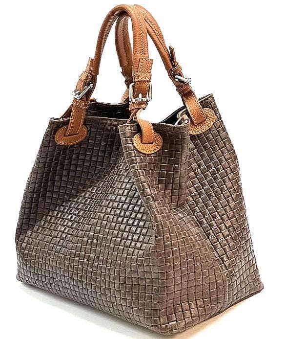 Hobo Bag, Full Grain, Stamped Woven Leather, Handmade in Italy. Free Shipping,