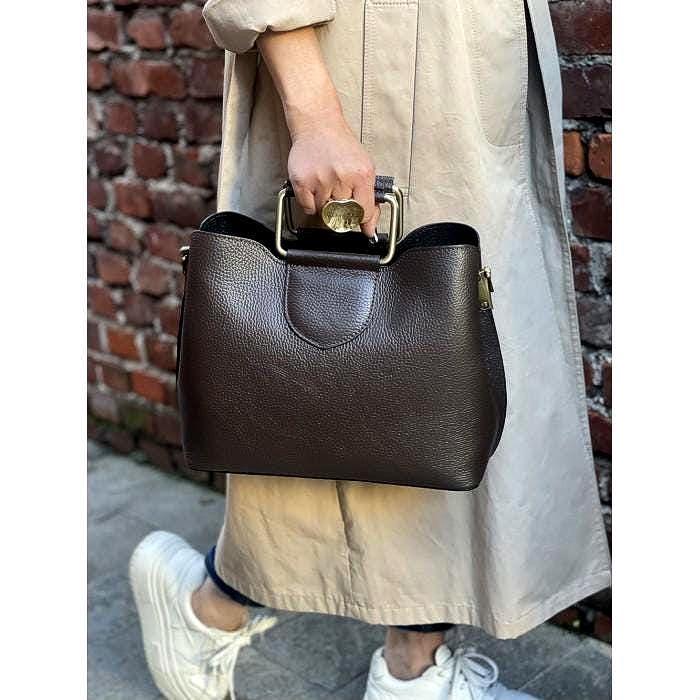Lux Pebbled Leather Tote and Shoulder Bag from Italy, Free Shipping