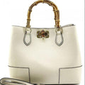 Bamboo Handle, Pebbled Leather Tote Bag (Large) Colors of Spring 2025