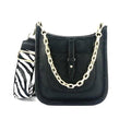 Full Grain Pebbled Shoulder Bag with Chain Detail and Adjustable Strap, Made in Italy, Free Shipping