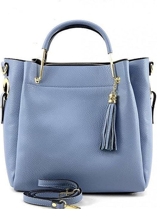 Classic Pebbled Leather Tote Bag, Handmade in Italy, Free Shipping to the US
