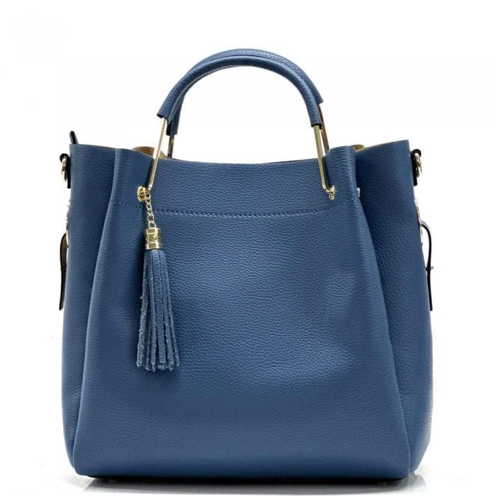 Classic Pebbled Leather Tote Bag, Handmade in Italy, Free Shipping to the US