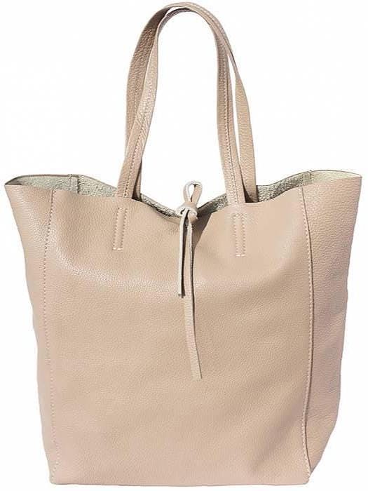 Pebbled Leather, Lightweight Tote/Shopping Bag With Separate Pouch, Handmade in Italy, Free Shipping to the US