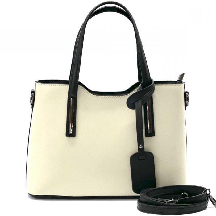 Saffiano Leather Tote with Contrasting Trim. Handmade in Italy, Free Shipping to the USA.