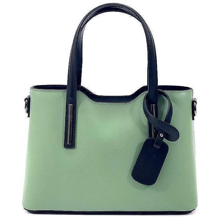 Full-grain, Saffiano Leather Tote with Contrasting Trim. Handmade in Italy, Free Shipping to the USA.