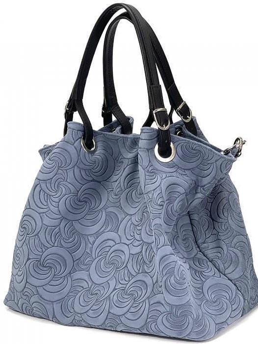 Embossed Leather Tote Bag: Slouchy Shoulder Bag in Burgundy Hue and more colors
