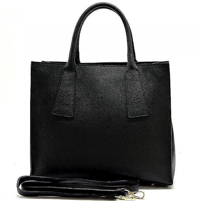 Handmade Pebbled Leather Tote: Classic Italian Design, Gold Hardware
