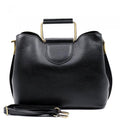 Pebbled Leather Tote Bag: Italian Shoulder Bag with Metal Handles