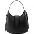 Handmade Full-Grain Pebbled Leather Shoulder Bag: Classic Italian Flap
