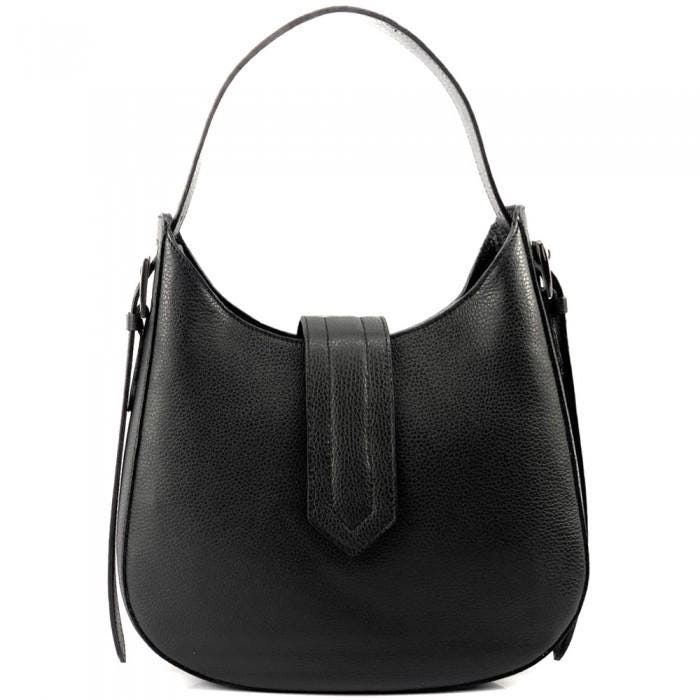 Handmade Full-Grain Pebbled Leather Shoulder Bag: Classic Italian Flap