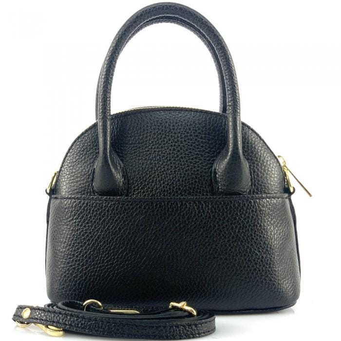 Mini Shell Bag: Pebbled Leather Handbag, Handmade in Italy