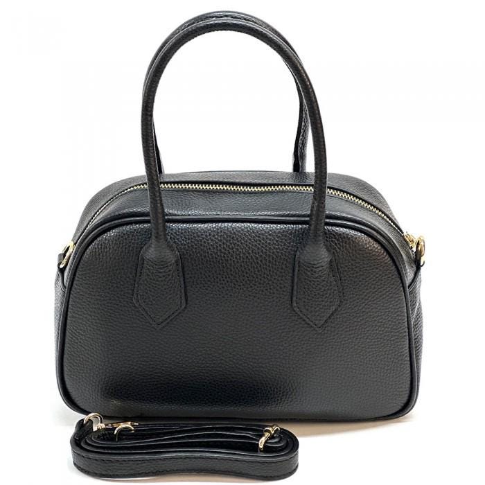 Pebbled Leather Bowler Bag: Handmade Italian Leather, Gold Hardware